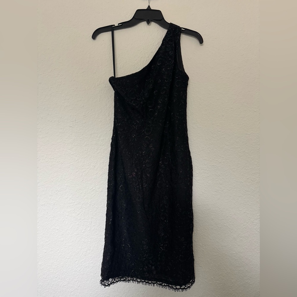 Lauren by Ralph Lauren One-Shoulder, Black Lace Dress in Modern Glamour